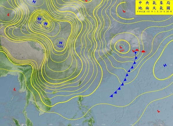 蒙古冷高压达1092百帕(图/翻摄自气象局)