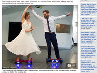 腳踏懸浮滑板車出場跳舞　這對新人讓婚禮嗨翻了