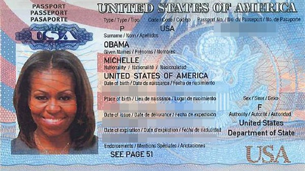 美国第一夫人蜜蜜雪儿的护照扫描图像在网路上疯传,个资被看光光.