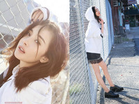 楊冪不管老公緋聞 自信混搭白色帽衫、蕾絲裙青春無敵