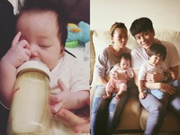 六月女兒勾嘴角「臉頰肉超Q」　仰頭睜大眼直盯媽媽