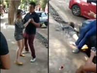 街頭共舞華麗轉身…短裙正妹失去平衡 糗跌落髒水溝