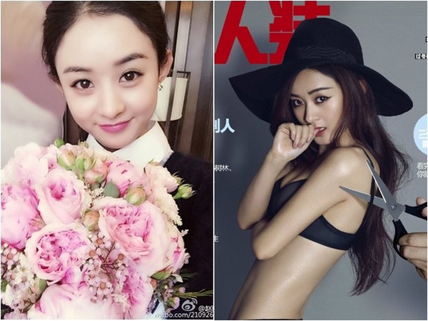 赵丽颖只穿黑bra大露事业线 「下衣失踪」晒白嫩美腿