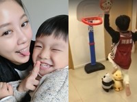 嚴立婷4歲兒單手灌籃　飛奔躍過障礙物「帥炸天」