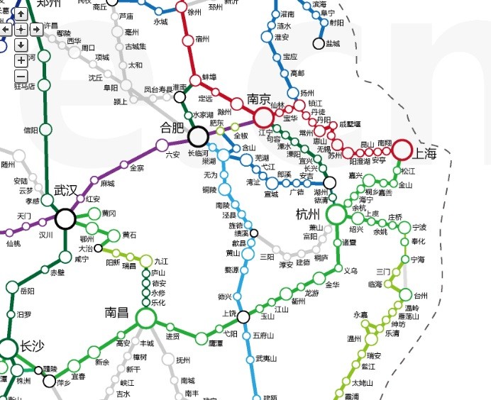 陆疯传简单版「高铁路线图」!还有英日韩 网友要翘班了