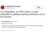 「洗衣機放廚房」非常噁心　英主持人言論引發激戰