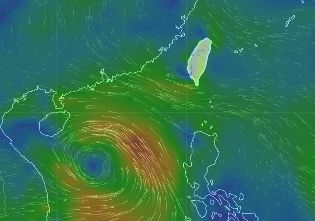风场预报显示图.(图/翻摄中央气象局网站)