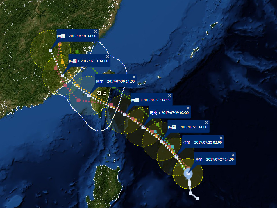 ▲▼暴風圈擴40公里!尼莎加速長大中颱28日海警外圍先灑雨。(圖/國家災害防救科技中心 災害情資網)
