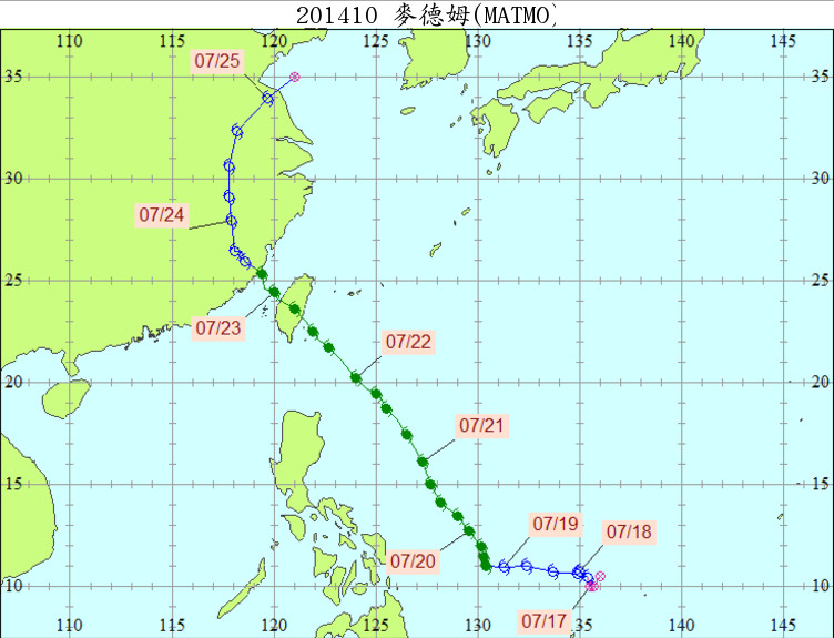 ▲2013年麥德姆颱風路徑。(圖/中央氣象局)
