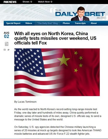 ▲▼美國《福斯新聞》（FOX News）報導中國解放軍模擬飛彈試射F-22和薩德系統。（圖／記者朱世凱攝）