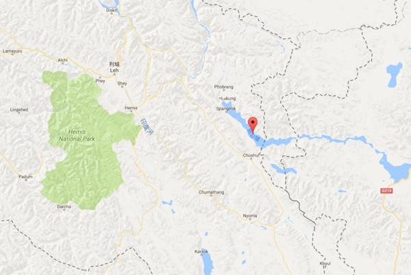 ▲▼中印軍隊拉達克地區邊境的班公湖（Pangong lake）「實際控制線」（LoAC）發生衝突。（圖／翻攝自Google map）