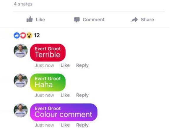 不仅动态！Facebook留言回覆也能搭配缤纷底色了？