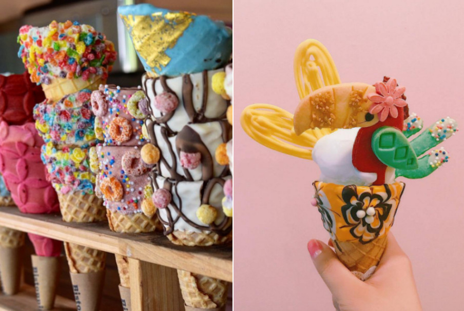 位於首尔新沙洞的bistopping冰淇淋店,造型甜筒多达20种可以随意