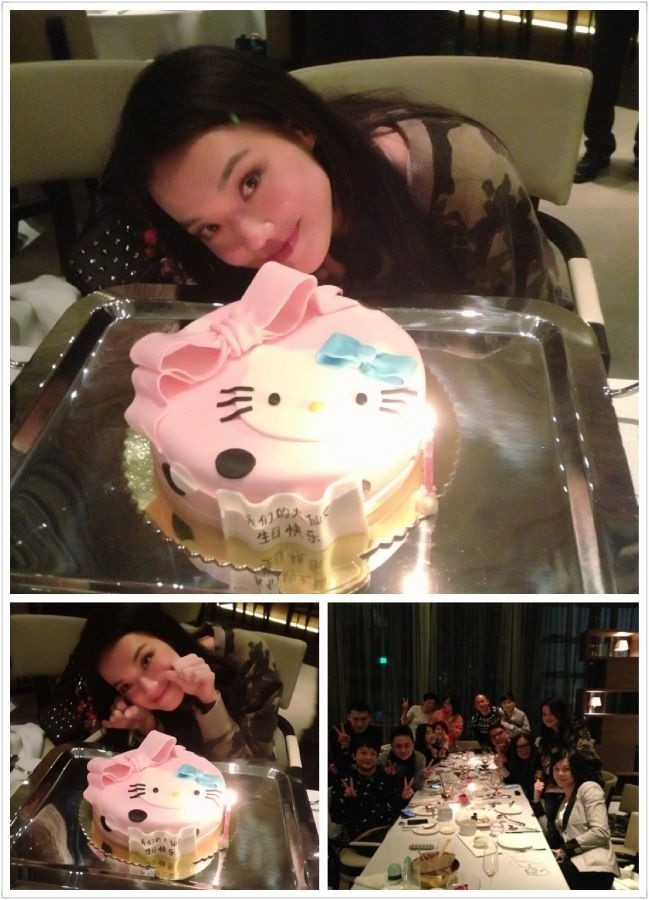 舒淇见hello kitty心花怒放 猫手挂脸庞欢度37岁生日