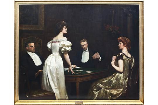 ▲【圖 3】John Collier, The Cheat, 1905, oil on canvas, 167.6 × 198.1 cm