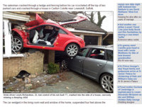 酒駕男挽回女友　奧迪TT飛2車騰空「插進」民宅