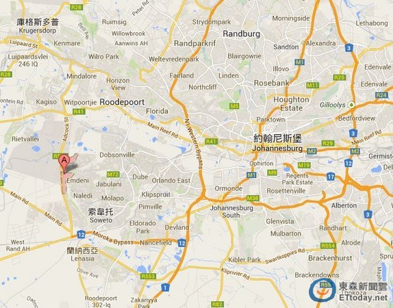 南非金矿失火17人困地底.(图/翻拍自googlemap)