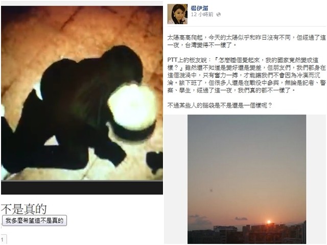 杨伊湄引用胡适名言 感叹:过了一夜,台湾变得不