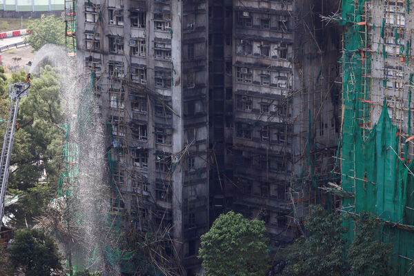 ▲▼香港宏福苑致命火災後的景象。(圖/路透)