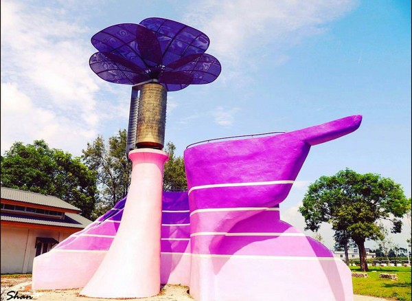 新社粉紫色浪漫艺术地标!定时演奏乐章的大蝴蝶风车