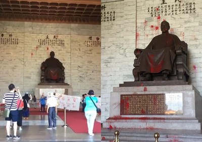 目擊蔣公銅像被潑漆　日本遊客傻眼：這樣警察不制止嗎