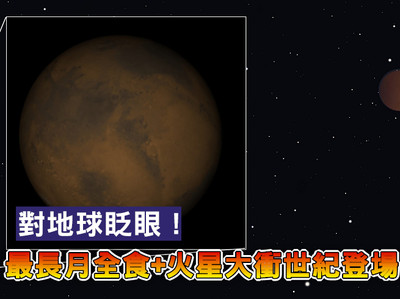 更新／對地球眨眼！4小時世紀「火星衝月」影像曝光　沙塵暴蓋子午線灣