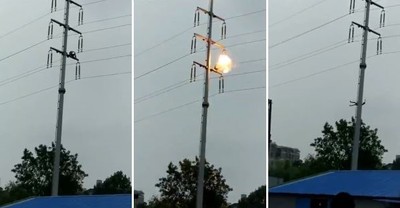 爬高壓電塔甩濕衣服慘變火球　觸電男斃命僵直墜地