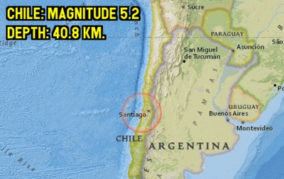 智利中部發生規模5.2地震　首都聖地亞哥明顯搖晃