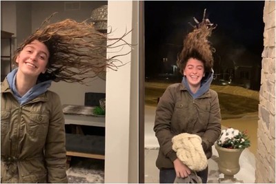 13秒影片秒懂極地渦旋！女子秀髮「瞬間結冰」　冷到直接站起來