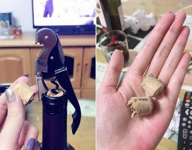 開紅酒軟木塞斷在瓶口 長髮妹崩潰全灌完:我只想喝一杯而已