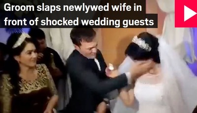 一塊蛋糕？婚禮上新娘被新郎狠甩巴掌 只因一個小動作