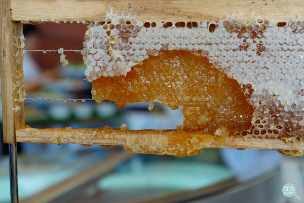 ▲飯店早餐、餐廳自助餐甜點區，常見到擺置整片的蜂巢供消費者挖取、食用。（圖／食力 foodnext）