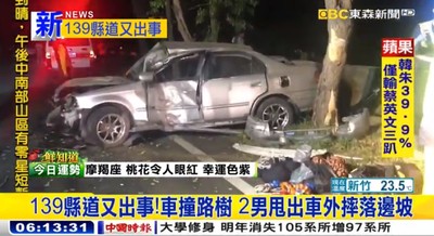 彰化139縣道13天連3車禍！轎車自撞路樹　2人噴飛摔落山谷