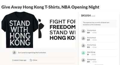 募132萬製作「挺港」黑衣！美網友號召球迷NBA開幕戰穿上觀賽