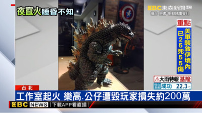 台北收藏家「龜狂」工作室失火！哥吉拉模型全毀　至少損失200萬元