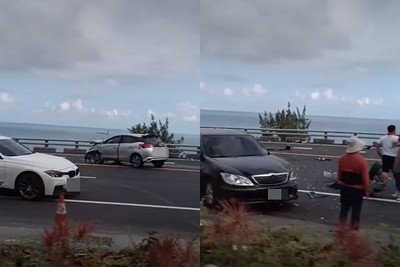 南迴香蘭路段5車連環撞　滿地零件碎片6人輕傷送醫