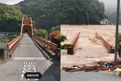 九州暴雨釀1死…球磨川「鋼構大橋」竟被急流沖走　影片曝半截直接消失！