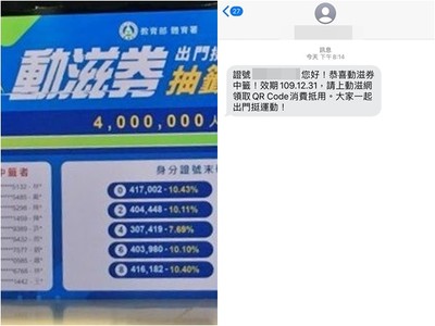動滋券「中籤」通知開跑！簡訊內容曝光　網超嗨：這次沒有邊緣了