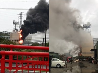 中華電信頭份機房驚傳火警！火舌盤繞外壁狂燒…消防隊緊急灌救