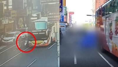 台南遊覽車擦撞　騎士滑行10公尺頭部遭輾亡！司機：看到來不及煞車