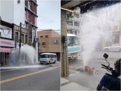 桃園接駁車撞斷消防栓！她傻「水淹10公分」　受害店家回應了