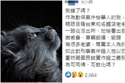 作證「台東知名麵店摔死貓」　他遭親友團恐嚇無助喊：我錯了嗎？