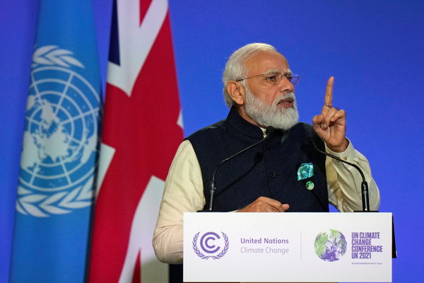 ▲▼印度總理莫迪在COP26氣候峰會上宣布，將在2070年達到淨零碳排的目標。（圖／路透）