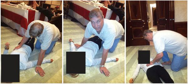 ▲▼英國前王子安德魯被拍到跪趴在一名身分不明的女子上方。（圖／路透）